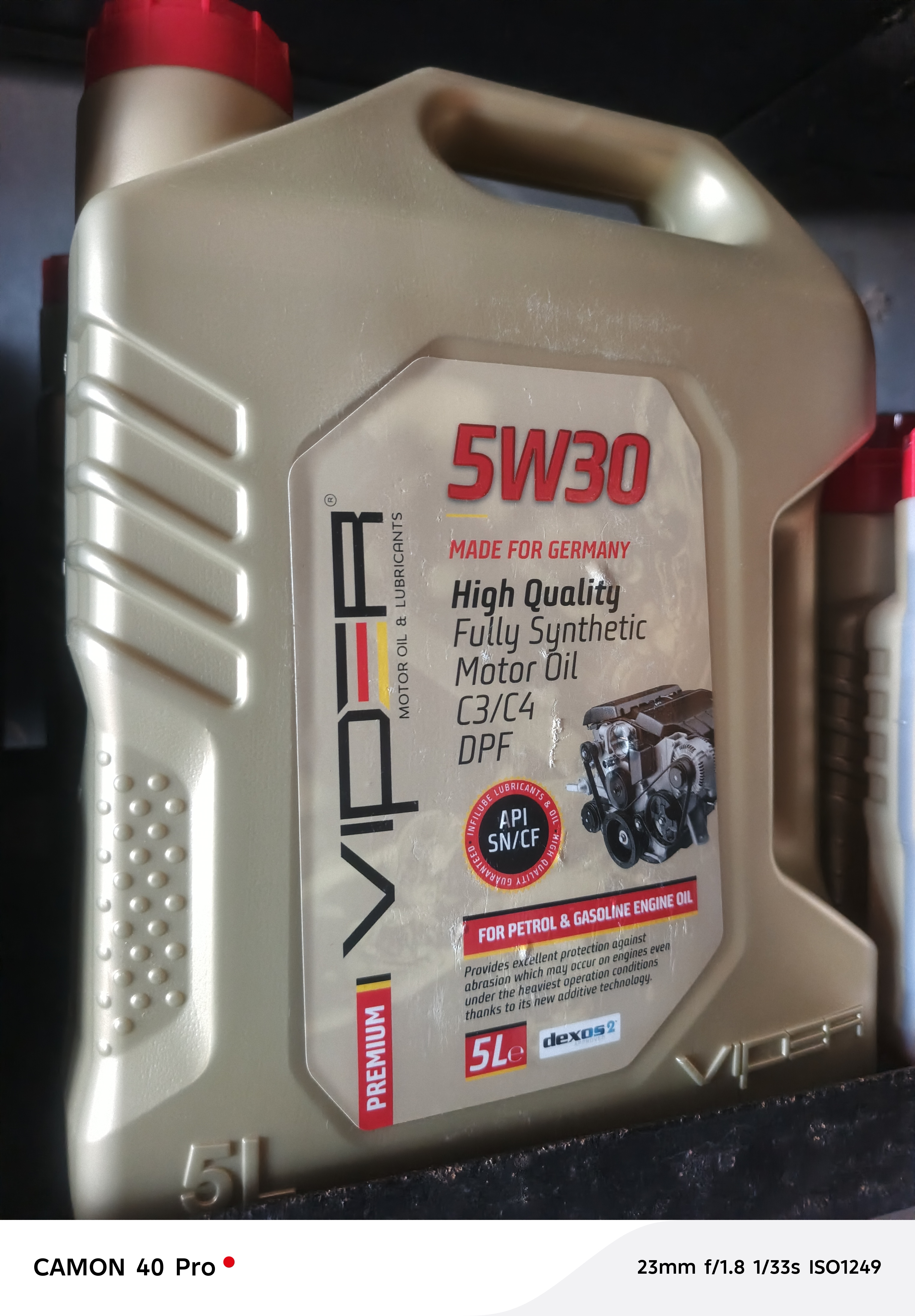 VIPOIL Premium 5W-30 Fully Synthetic Engine Oil – C3/C4 DPF, 5 Litres